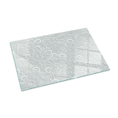 Corner glass hearth rectangular Elegant plant pattern