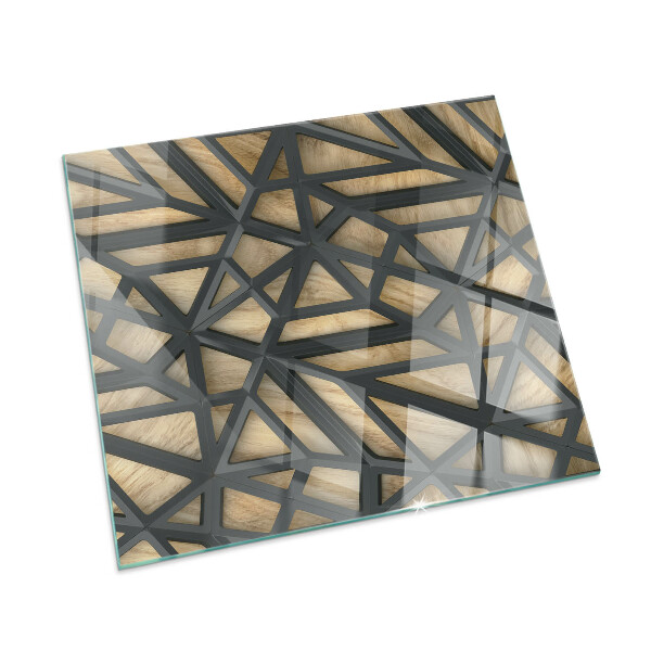 Glass fire hearth rectangular Geometry with wood