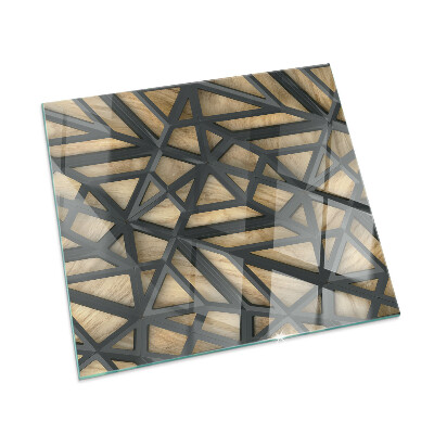 Glass fire hearth rectangular Geometry with wood