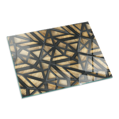 Glass fire hearth rectangular Geometry with wood
