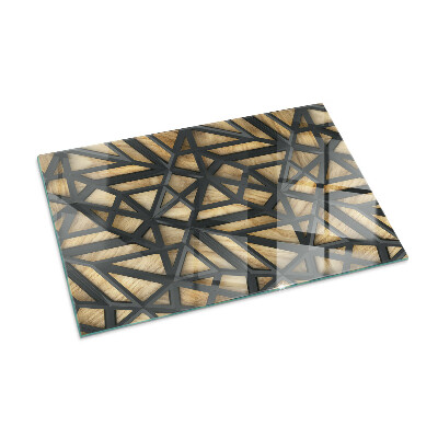 Glass fire hearth rectangular Geometry with wood