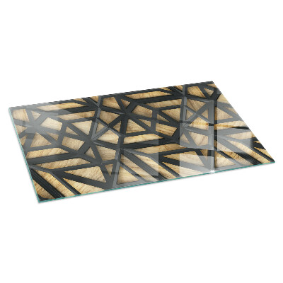 Glass fire hearth rectangular Geometry with wood