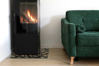 Glass fire hearth rectangular Geometry with wood