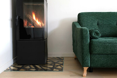 Glass fire hearth rectangular Geometry with wood
