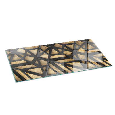 Glass fire hearth rectangular Geometry with wood