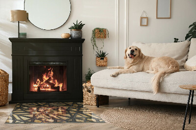 Glass fire hearth rectangular Geometry with wood