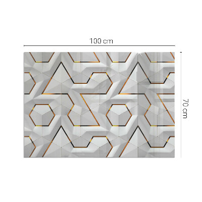 Corner glass hearth rectangular Geometric 3D pattern