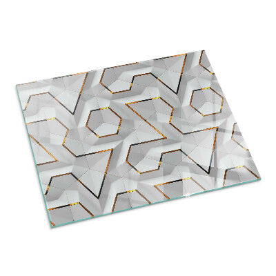 Corner glass hearth rectangular Geometric 3D pattern
