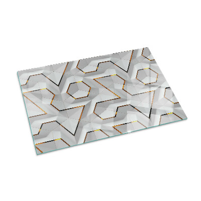 Corner glass hearth rectangular Geometric 3D pattern