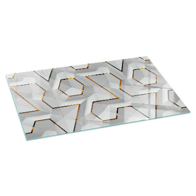 Corner glass hearth rectangular Geometric 3D pattern