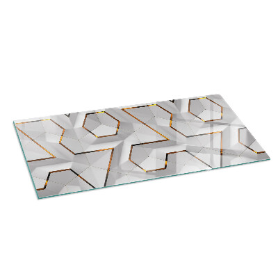 Corner glass hearth rectangular Geometric 3D pattern