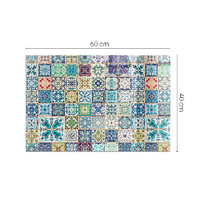 Glass fire hearth rectangular Mosaic patterns on tiles