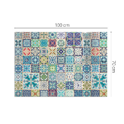 Glass fire hearth rectangular Mosaic patterns on tiles