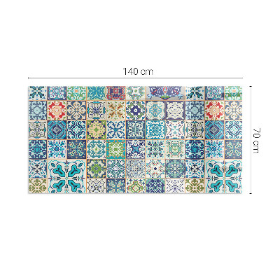 Glass fire hearth rectangular Mosaic patterns on tiles