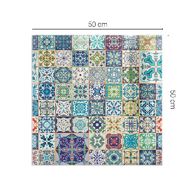 Glass fire hearth rectangular Mosaic patterns on tiles