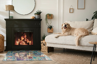 Glass fire hearth rectangular Mosaic patterns on tiles