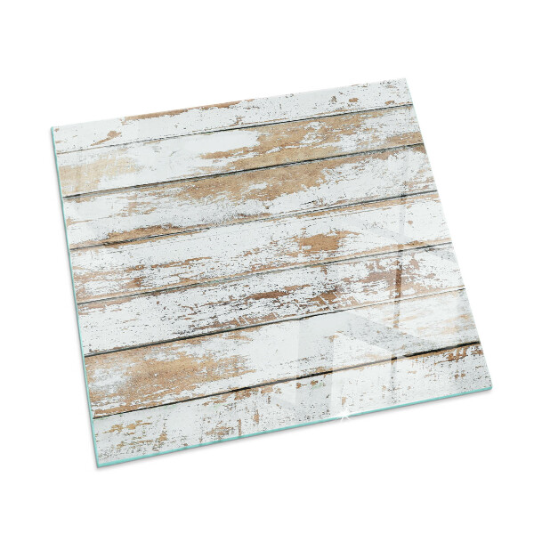Corner glass hearth rectangular A damaged wooden board