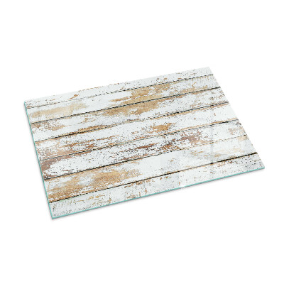 Corner glass hearth rectangular A damaged wooden board