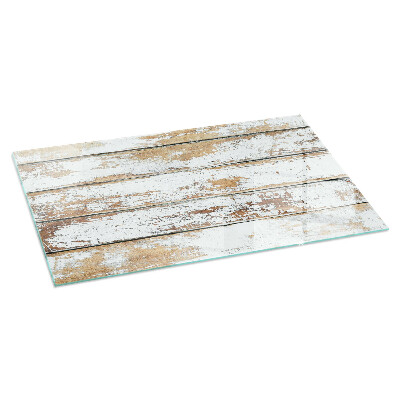 Corner glass hearth rectangular A damaged wooden board