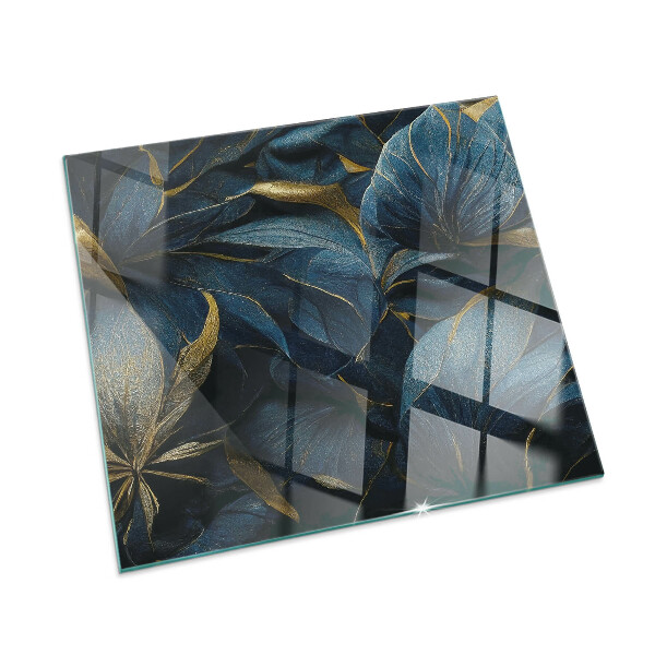 Glass fire hearth rectangular Elegant leaves in texture