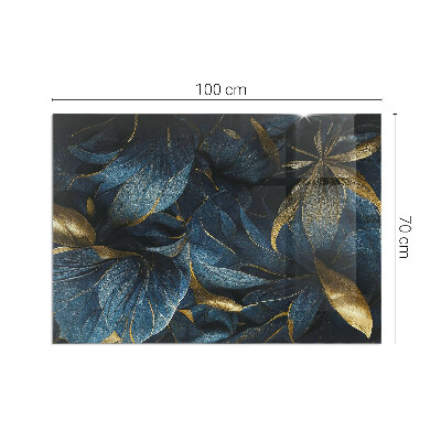 Glass fire hearth rectangular Elegant leaves in texture