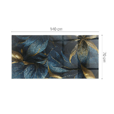Glass fire hearth rectangular Elegant leaves in texture