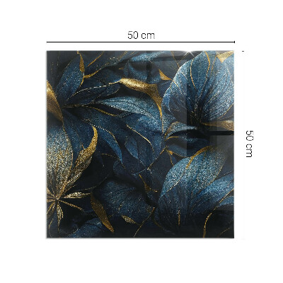 Glass fire hearth rectangular Elegant leaves in texture