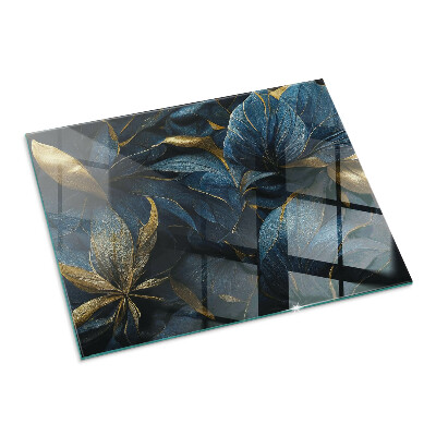 Glass fire hearth rectangular Elegant leaves in texture