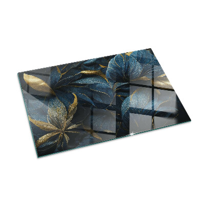 Glass fire hearth rectangular Elegant leaves in texture