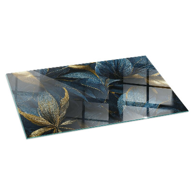 Glass fire hearth rectangular Elegant leaves in texture