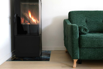 Glass fire hearth rectangular Elegant leaves in texture