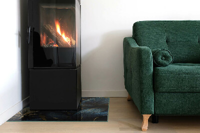 Glass fire hearth rectangular Elegant leaves in texture