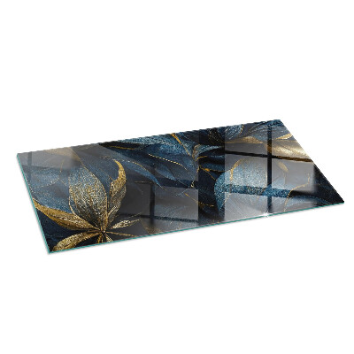 Glass fire hearth rectangular Elegant leaves in texture