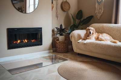 Corner glass hearth rectangular Abstract fluid pattern