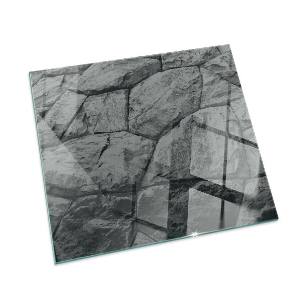 Corner glass hearth rectangular Natural stone pattern
