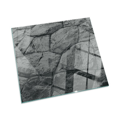 Corner glass hearth rectangular Natural stone pattern