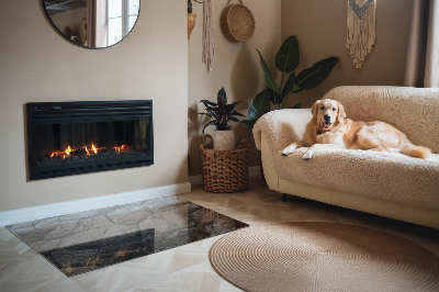 Corner glass hearth rectangular Natural stone pattern