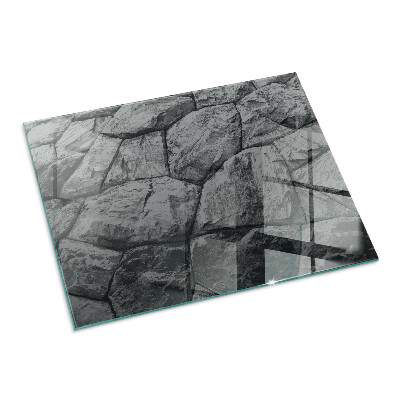 Corner glass hearth rectangular Natural stone pattern