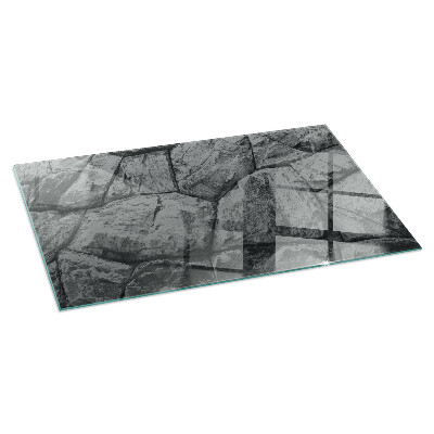 Corner glass hearth rectangular Natural stone pattern