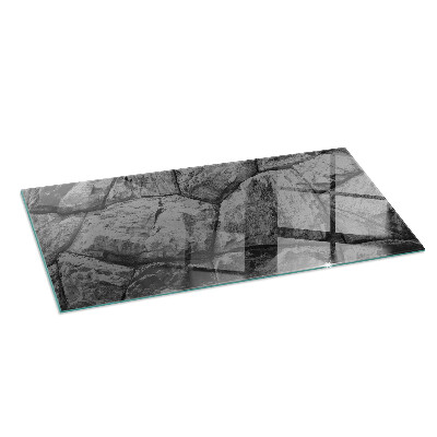 Corner glass hearth rectangular Natural stone pattern