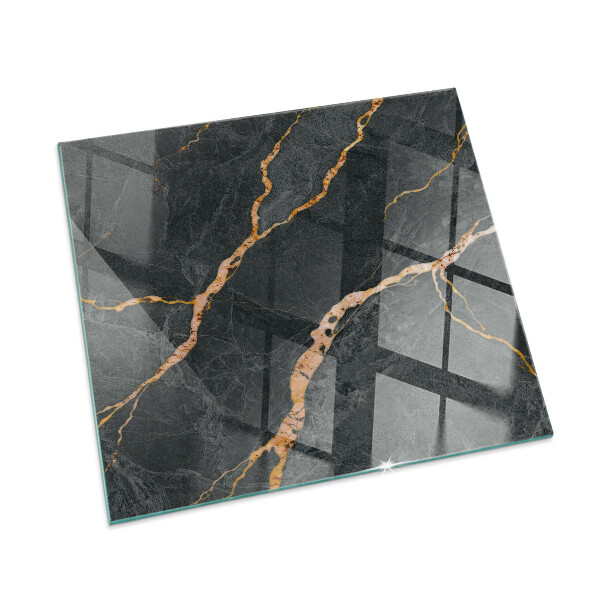 Glass fire hearth rectangular Elegant marble with veins