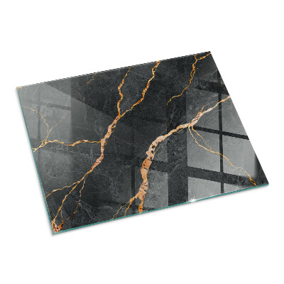 Glass fire hearth rectangular Elegant marble with veins