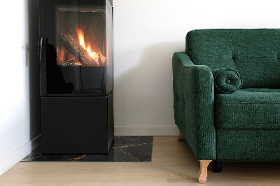 Glass fire hearth rectangular Elegant marble with veins