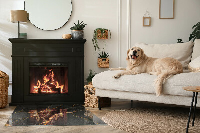 Glass fire hearth rectangular Elegant marble with veins