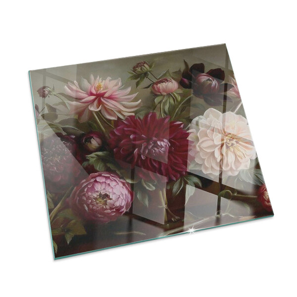 Corner glass hearth rectangular Floral bouquet in detail