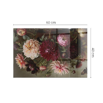 Corner glass hearth rectangular Floral bouquet in detail