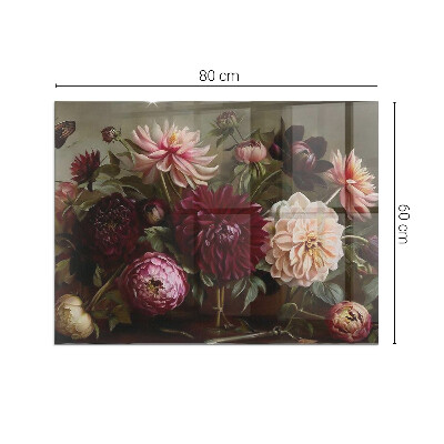 Corner glass hearth rectangular Floral bouquet in detail