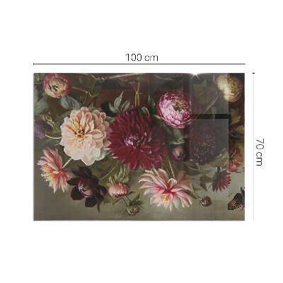 Corner glass hearth rectangular Floral bouquet in detail