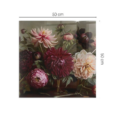 Corner glass hearth rectangular Floral bouquet in detail