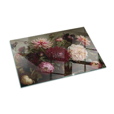 Corner glass hearth rectangular Floral bouquet in detail